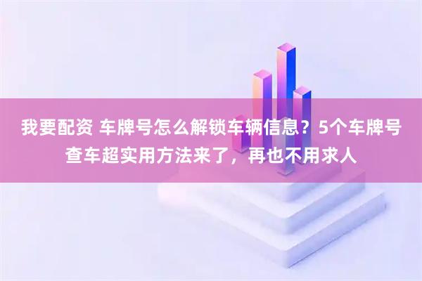 我要配资 车牌号怎么解锁车辆信息？5个车牌号查车超实用方法来了，再也不用求人